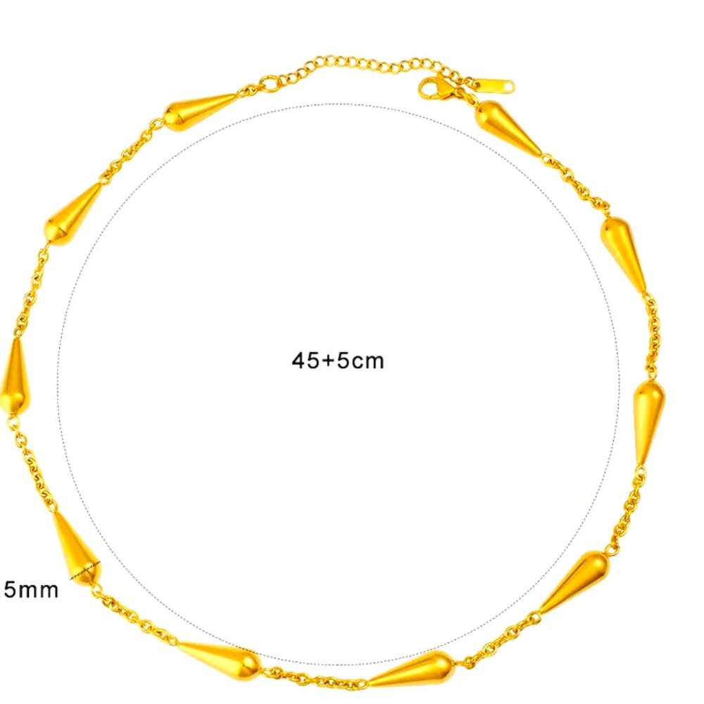 DISTINCT GOLD DIP CHAIN NECKLACE WITH CHAIN LINKING A GEOMETRIC CARROT SHAPE